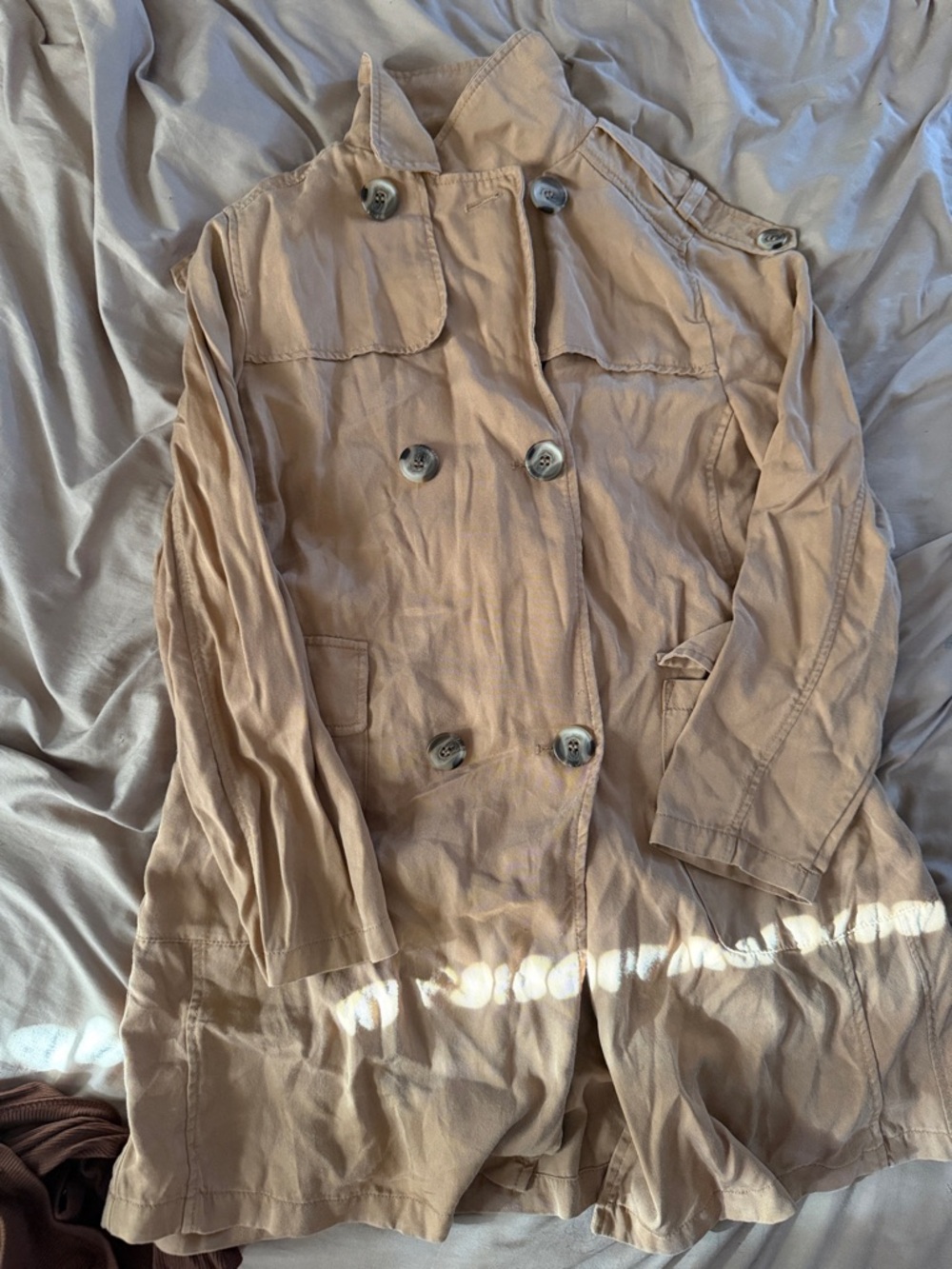 Zara Double-Breasted Light Tan Trench Coat